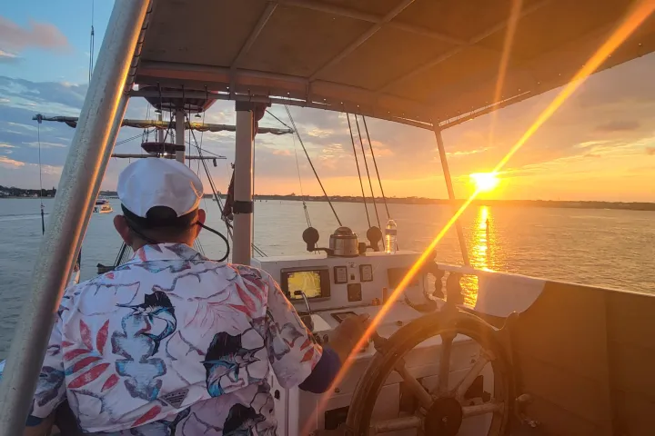 a boat sitting on top of a building